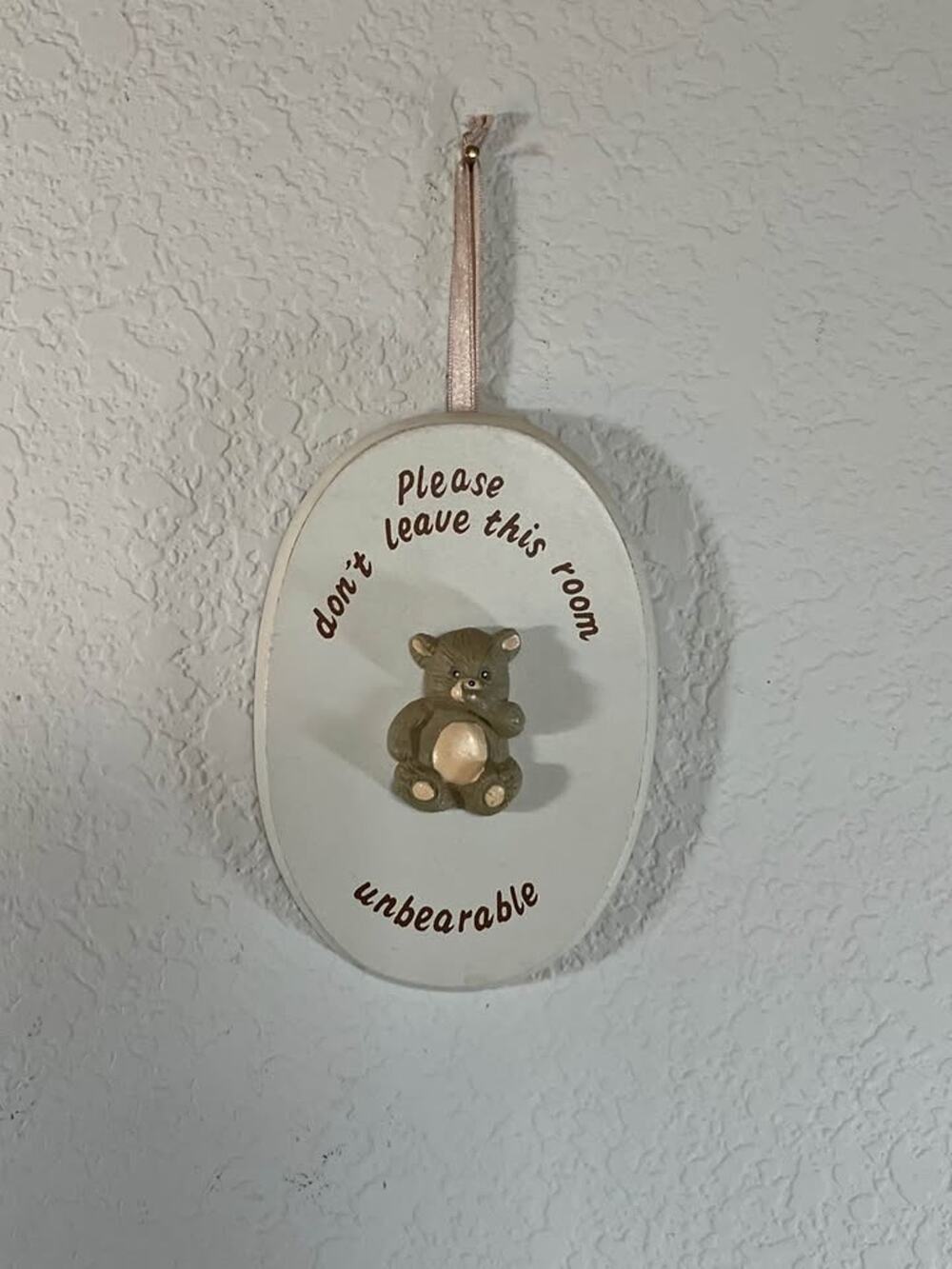 Vintage Funny Teddy Bear Wall Plaque